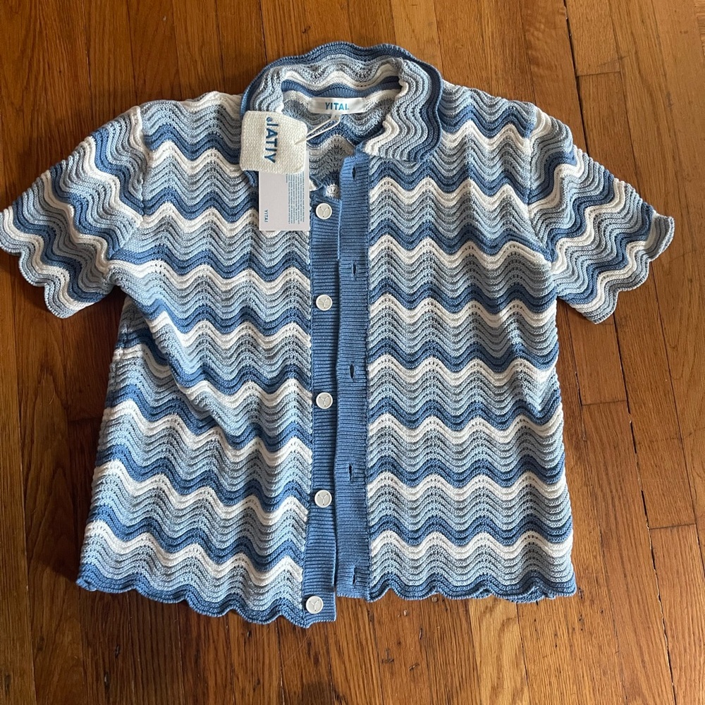 YITAI AZURE SHALE STITCH BUTTON-UP